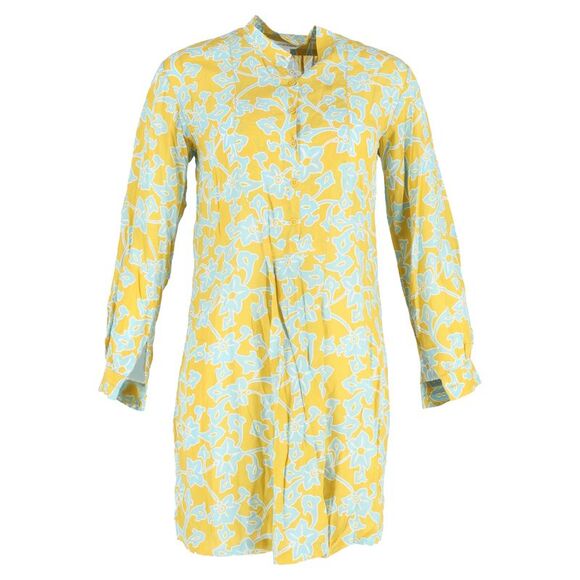 Diane von Furstenberg Floral Shirt Dress in Yellow Cotton
